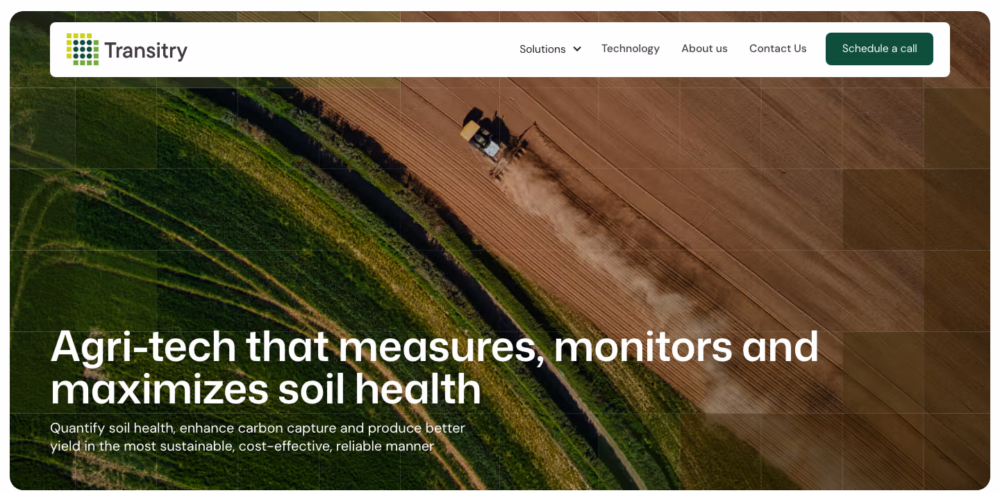 Transitry website, the home page